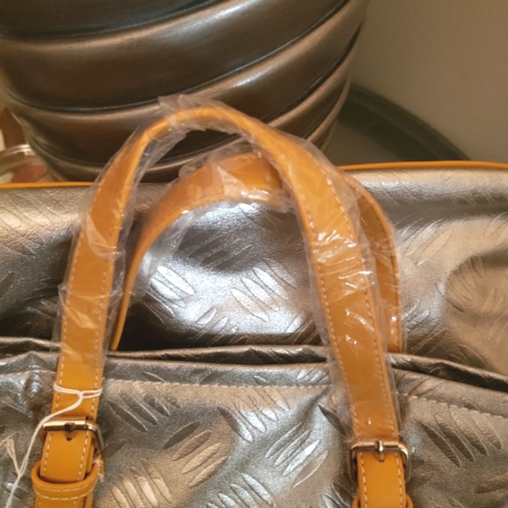 Bella Tote large Capacity Bag Silver & muster yellow - Picture 4 of 8